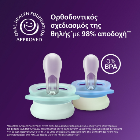 Σετ 2 πιπίλες νυκτός Philips Avent Ultra Start Nighttime 0-2m SCF075/18