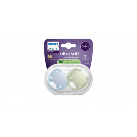 Σετ 2 πιπίλες Philips Avent Ultra Soft 0-6m SCF091/37