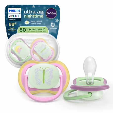 Σετ 2 πιπίλες νυκτός Philips Avent Ultra Air Nighttime 6-18m SCF376/29