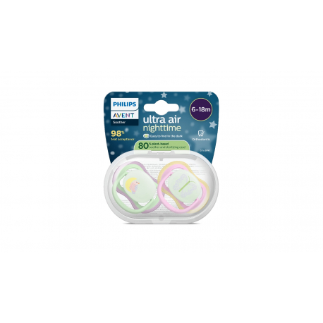 Σετ 2 πιπίλες νυκτός Philips Avent Ultra Air Nighttime 6-18m SCF376/29