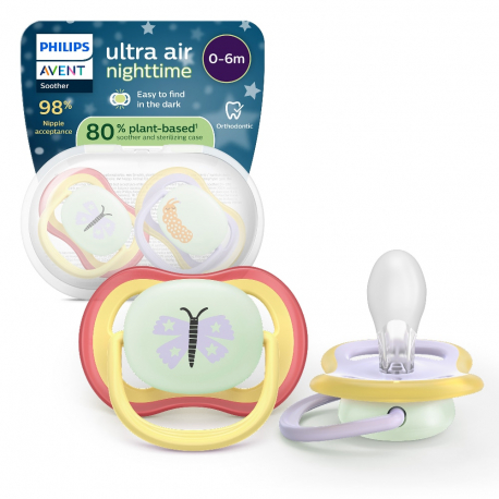 Σετ 2 πιπίλες νυκτός Philips Avent Ultra Air Nighttime 0-6m SCF376/25