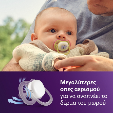 Σετ 2 πιπίλες νυκτός Philips Avent Ultra Air Nighttime 0-6m SCF376/25