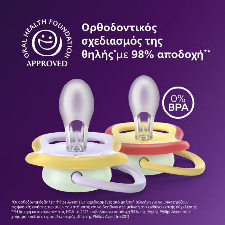 Σετ 2 πιπίλες νυκτός Philips Avent Ultra Air Nighttime 0-6m SCF376/25
