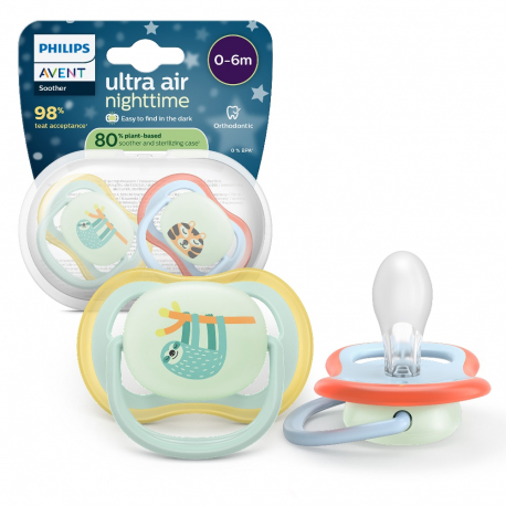 Σετ 2 πιπίλες νυκτός Philips Avent Ultra Air Nighttime 0-6m SCF376/24