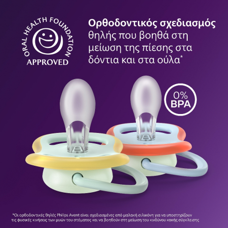 Σετ 2 πιπίλες νυκτός Philips Avent Ultra Air Nighttime 0-6m SCF376/24