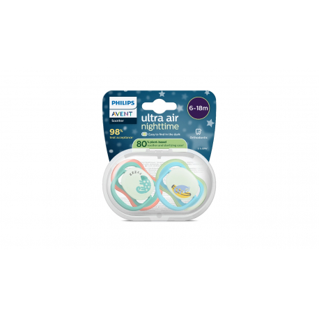 Σετ 2 πιπίλες νυκτός Philips Avent Ultra Air Nighttime 6-18m SCF376/28