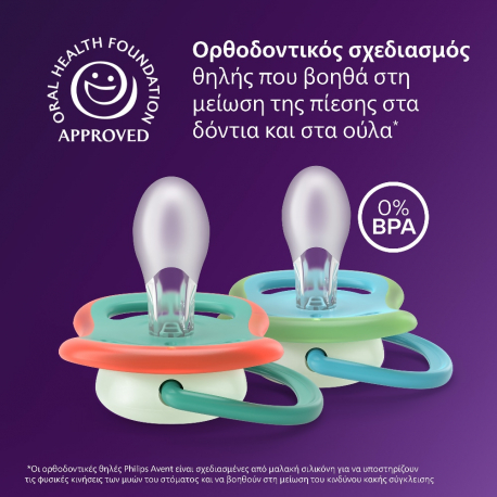 Σετ 2 πιπίλες νυκτός Philips Avent Ultra Air Nighttime 6-18m SCF376/28