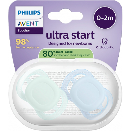 Σετ 2 πιπίλες Philips Avent Ultra Start 0-2m SCF075/12