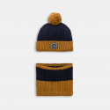 Okaidi Bonnet et snood maille tricot double bleu garcon
