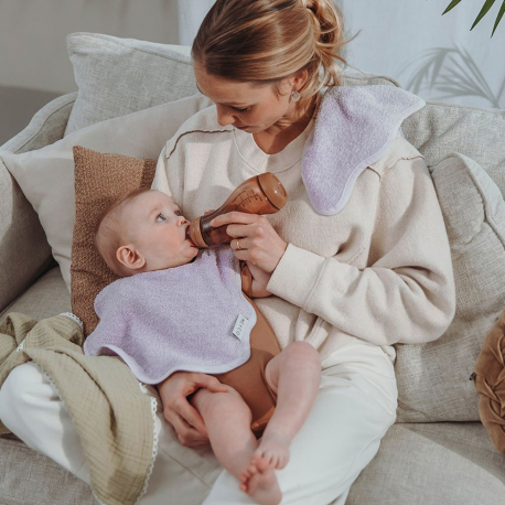 Σετ 2 βαμβακερές σαλιάρες με velcro Soft Lavender