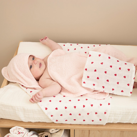 Σετ 3 λαβέτες από μουσελίνα Meyco Sweet Heart