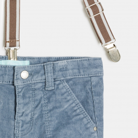 Obaibi Παντελόνι από κοτλέ βελούδο με τιράντες πορτοκαλί μπλε για μωρά αγοράκια