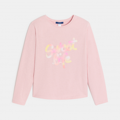 Okaidi Μπλούζα μακρυμάνικη με μήνυμα, λευκή, για κορίτσια