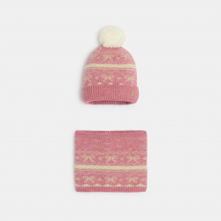 Okaidi Ensemble bonnet et snood rose Fille