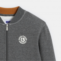 Okaidi Sweat teddy zippe gris Garcon