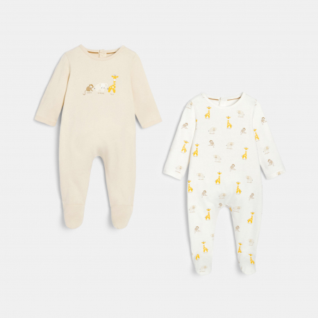 Obaibi Φορμάκι ύπνου από μακό με μοτίφ ζωάκια, λευκό για μωρά αγοράκια (σετ των 2)