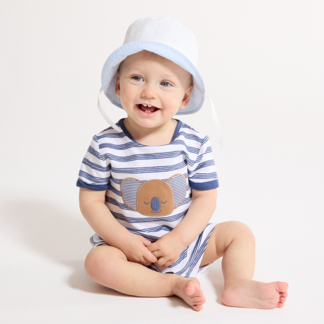 Obaibi Φορμάκι κοντό ριγέ με κοάλα, μπλε για μωρά αγοράκια