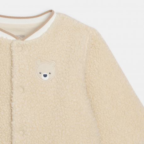 Obaibi Ολόσωμο φορμάκι από φλις μπεζ για νεογέννητα