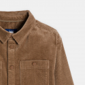 Okaidi Πουκάμισο μπουφάν από κοτλέ βελούδο μονόχρωμο σε ανοιχτό καφέ χρώμα για αγόρια