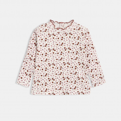 Obaibi T-shirt cote plate col ondule marron bebe fille