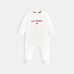 Obaibi Φορμάκι ύπνου από βελούδο με κέντρημα 3 διαστάσεων, λευκό για μωρά κοριτσάκια