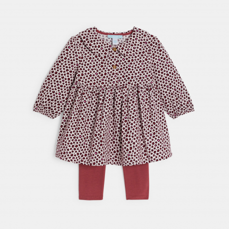 Obaibi Φόρεμα με τυπωμένα λεοπάρ σχέδιο και μπορντό κολάν για μωρά κοριτσάκια