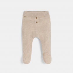 Obaibi Pantalon a pieds maille tricot beige bebe naissance