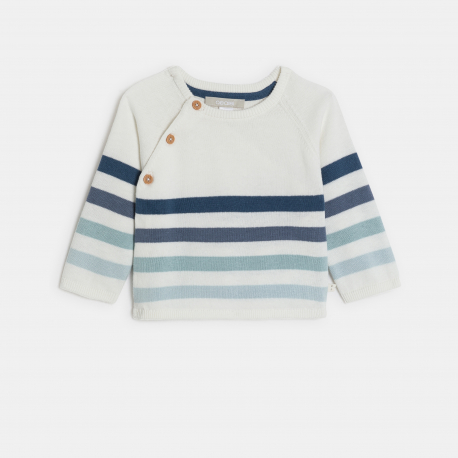 Obaibi Πουλόβερ υφασμάτινο ριγέ και παντελόνι από κοτλέ ύφασμα μπλε για μωρά αγοράκια