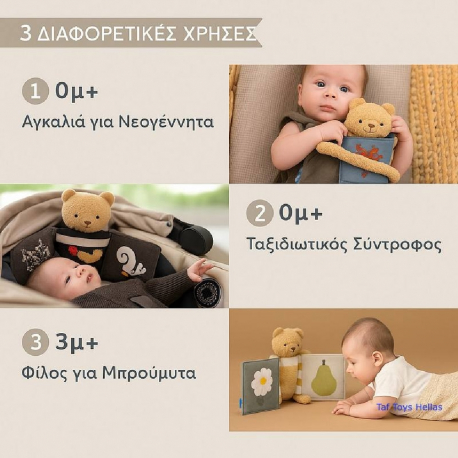 Μαλακό βιβλίο με αρκουδάκι αγκαλιάς Taf toys Snuggle Bear Book