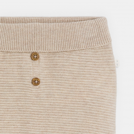 Obaibi Pantalon a pieds maille tricot beige bebe naissance