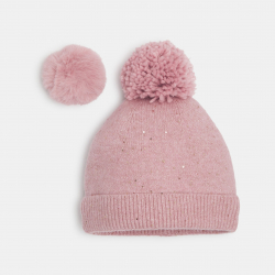 Okaidi Bonnet a paillettes et pompons rose Fille