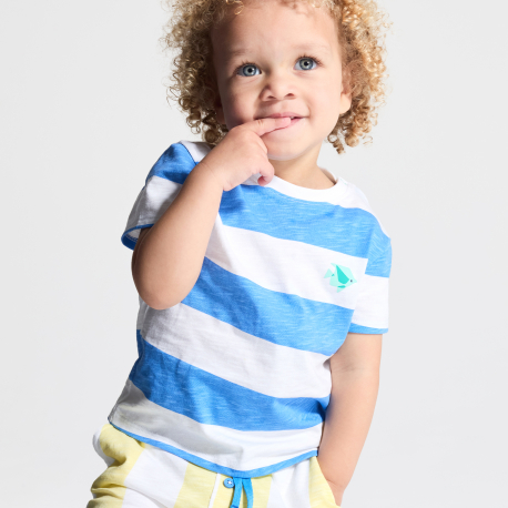 Obaibi Σετ μπλούζα και σορτς με ρίγες, μπλε για μωρά αγοράκια