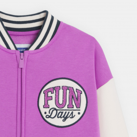 Okaidi Φούτερ teddy σε κολλεγιακό στυλ βιολετί για κορίτσια