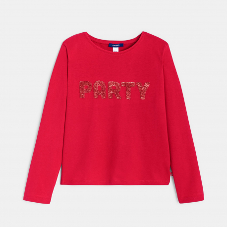 Okaidi T-shirt manches longues a message rouge Fille
