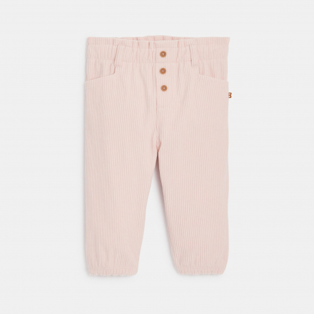 Obaibi Παντελόνι  από βελούδο κοτλέ με ελαστική μέση ροζ για μωρά κοριτσάκια