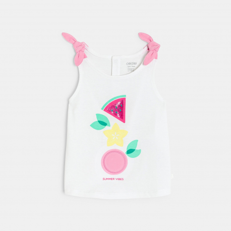 Obaibi Φανελάκι αμάνικο με μοτίφ φρούτα λευκό για μωρά κοριτσάκια