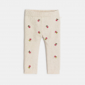 Obaibi Legging tricot chine blanc fleurs bebe fille