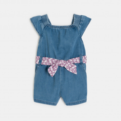 Obaibi Ολόσωμη φόρμα από βαμβακερό ύφασμα τένσελ μπλε για μωρά κοριτσάκια