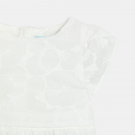 Obaibi Φόρεμα για επίσημες περιστάσεις από ποπλίνα φλοράλ λευκό για μωρά κοριτσάκια