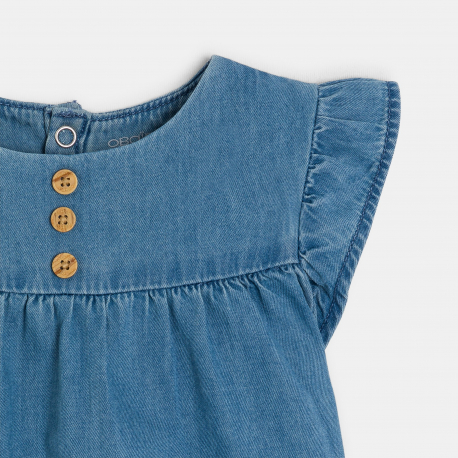 Obaibi Μπλούζα από βαμβακερό ύφασμα τένσελ μπλε για μωρά κοριτσάκια