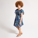Okaidi Φόρεμα με τυπωμένα σχέδια με μανικάκια με βολάν μπλε για κορίτσια