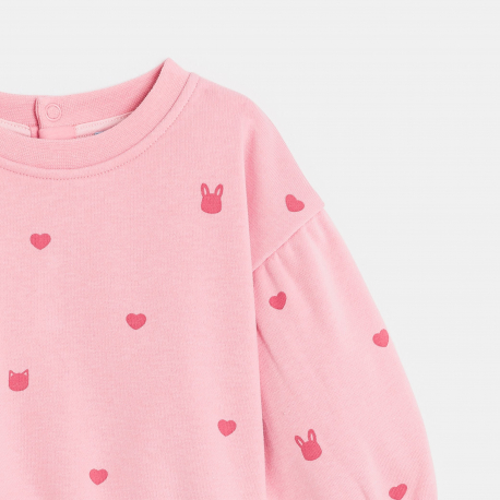 Obaibi Φούτερ από χνουδωτό ύφασμα καρδιές ροζ για μωρά κοριτσάκια