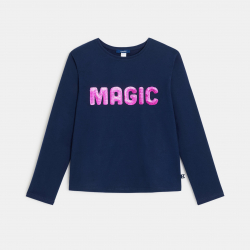 Okaidi T-shirt manches longues a message bleu marine Fille