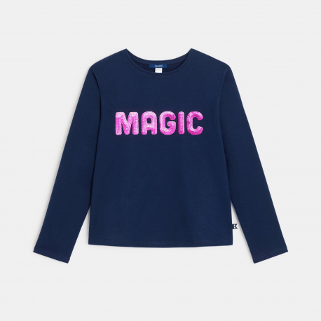 Okaidi T-shirt manches longues a message bleu marine Fille