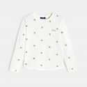 Okaidi Μπλούζα μακρυμάνικη με καρδούλες, λευκή για κορίτσια