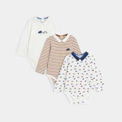 Obaibi Κορμάκι μακρυμάνικο με μοτίφ ζώα μπλε για μωρά αγοράκια