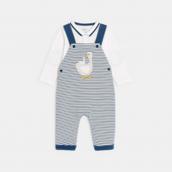 Obaibi Σαλοπέτα από κοτλέ ύφασμα ριγέ χήνα και φορμάκι μπλε για μωρά αγοράκια