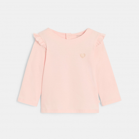 Obaibi Top manches longues a volants rose bebe fille