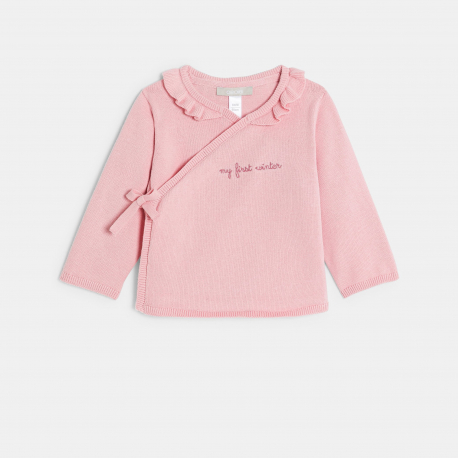 Obaibi Πουλόβερ και παντελόνι πλεκτά φλοράλ ροζ για νεογέννητα κοριτσάκια