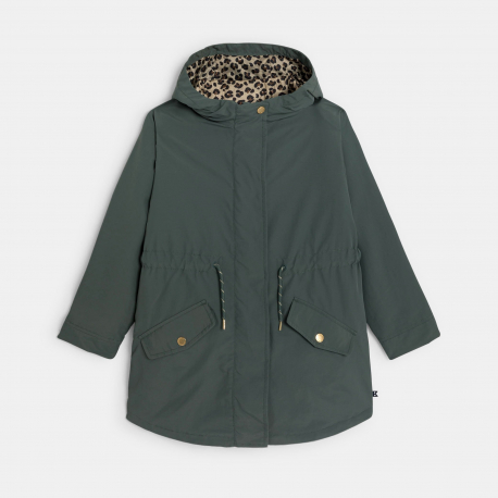 Okaidi Παλτό 3 σε 1 με κουκούλα και υδροαπωθητική προστασία χακί για κορίτσια